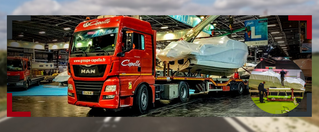 Transport de bateaux au nautic 2021